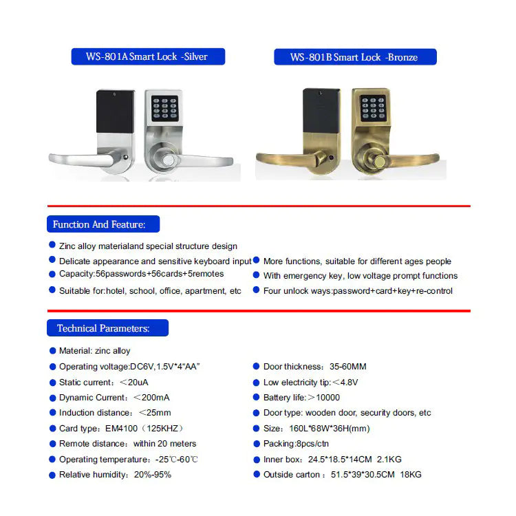 Smart Anti-Theft Door Handle Lock (4 unlock methods) - 2 Colours