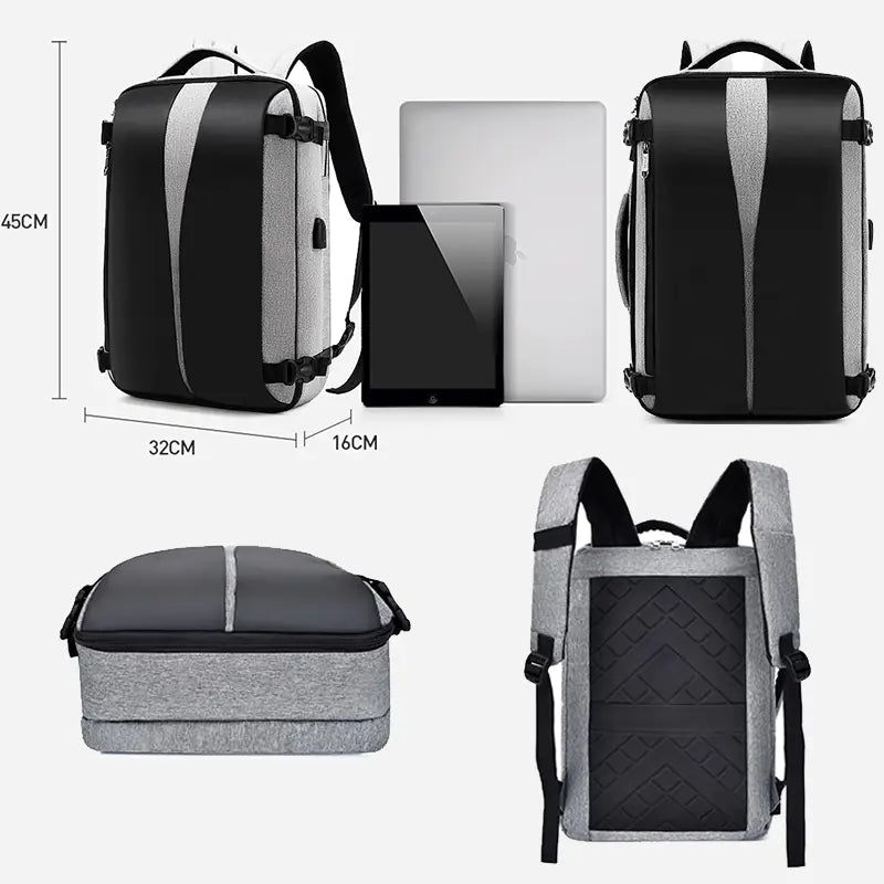 Sleek 17-Inch Anti-Theft Laptop Backpack with USB Charger (3 ways to carry) - 2 Colours
